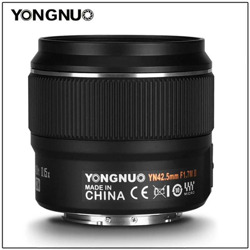 YONGNUO YN42.5mm 42.5mm F1.7M II Camera Lens F1.7 Lens For M4/3 mount Panasonic Olympus Mirrorless Camera Auto Focus 
YONGNUO YN42.5mm 42.5mm F1.7M II Camera Lens F1.7 Lens For M4/3 mount Panasonic Olympus Mirrorless Camera Auto Focus