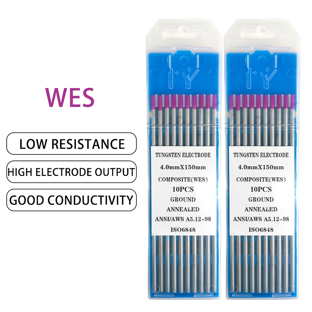 

10pcs WES Purple Color Code Composite Tungsten Electrode Head 1.6/2.0/2.4/3.2/4.0MM Tungsten Needle TIG Tungsten Rod For Welder