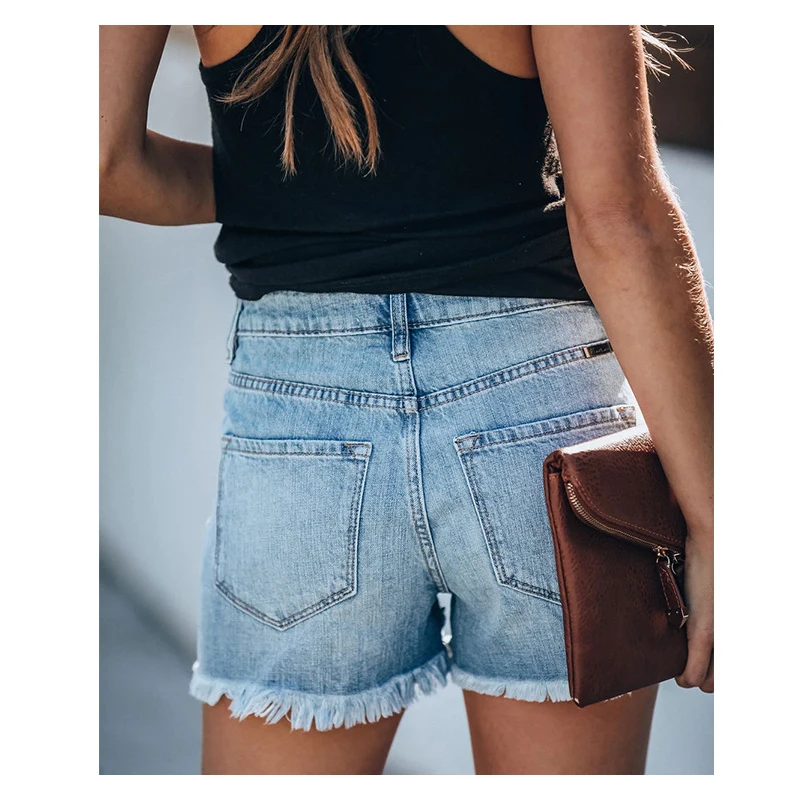 Women's Denim Shorts Hole Tassels Sexy Jeans Ripped Shorts Women's Vintage Casual Summer Light Blue Mini Solid Color Shorts
Women's Denim Shorts Hole Tassels Sexy Jeans Ripped Shorts Women's Vintage Casual Summer Light Blue Mini Solid Color Shorts