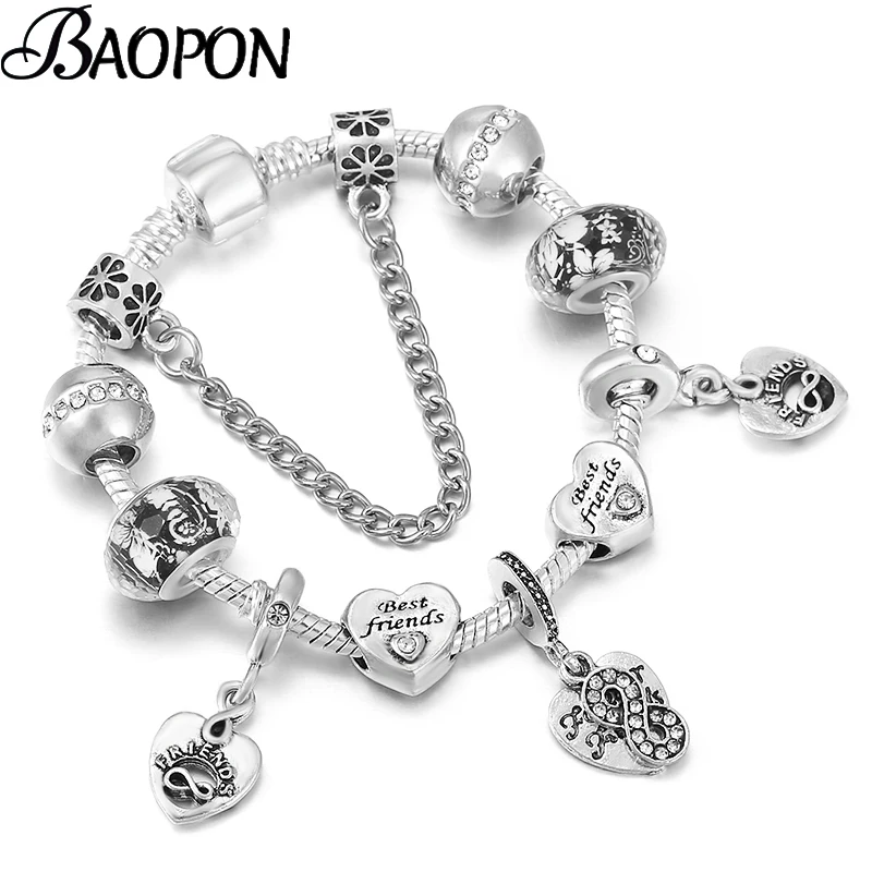 BAOPON Silver Color Best Friend Beads Pendant Charm Bracelet For Women Fit Original Brand Bracelets As Friend DIY Jewelry Gift
BAOPON Silver Color Best Friend Beads Pendant Charm Bracelet For Women Fit Original Brand Bracelets As Friend DIY Jewelry Gift