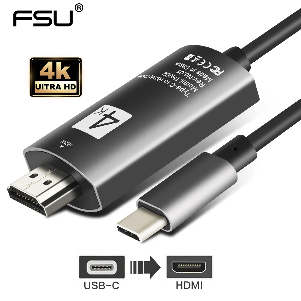 FSU USB C HDMI кабель Type-c к 3 1 4k 1080p адаптер для Samsung Huawei Mate30/40 Macbook 2018 Type 2m | Электроника