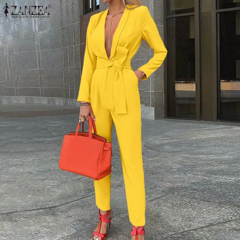 ZANZEA Women Elegant Deep V Neck OL Jumpsuits Autumn Long Sleeve Solid Rompers Stylish Long Playsuits Female Work Overalls Pant
ZANZEA Women Elegant Deep V Neck OL Jumpsuits Autumn Long Sleeve Solid Rompers Stylish Long Playsuits Female Work Overalls Pant