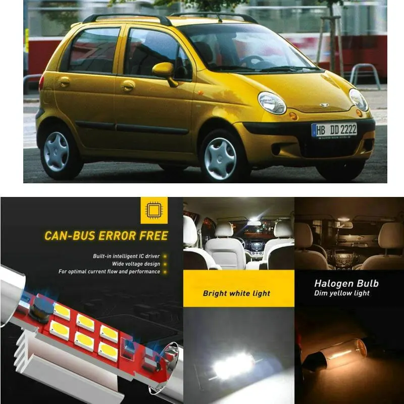 LED Interior Car Lights For DAEWOO matiz m100 m150 hatchback musso fj nexia hatchback saloon Dome map lamp bulb error free
LED Interior Car Lights For DAEWOO matiz m100 m150 hatchback musso fj nexia hatchback saloon Dome map lamp bulb error free