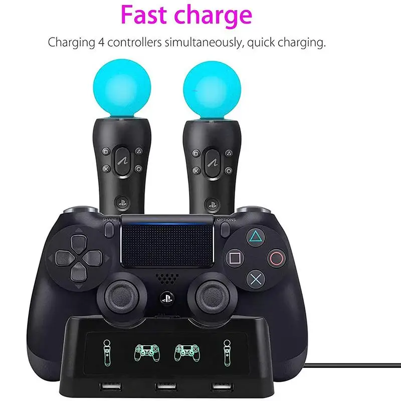 4 in 1 Charger Dock Charging Station for PS Move Motion Charging for PS4 Game Controller for Playstation 4 DualShock Controller
4 in 1 Charger Dock Charging Station for PS Move Motion Charging for PS4 Game Controller for Playstation 4 DualShock Controller