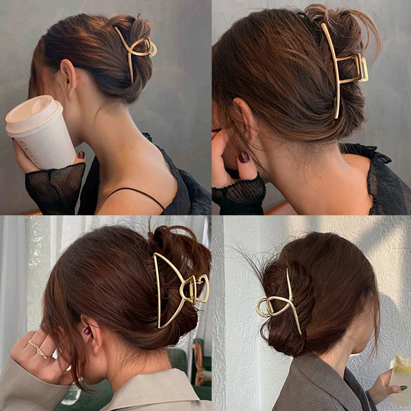 2021 Women Elegant Hairpins Gold Silver Metal Hollow Geometric Hair Claw Vintage Hair Crab Hair Clips For Girls Hair Accessories
2021 Women Elegant Hairpins Gold Silver Metal Hollow Geometric Hair Claw Vintage Hair Crab Hair Clips For Girls Hair Accessories
