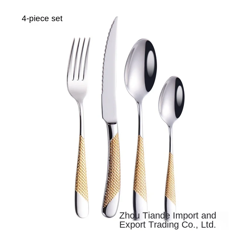 Western knife fork spoon set family 304 stainless steel steak knife and fork golden western tableware cutlery dinnerware sets
Western knife fork spoon set family 304 stainless steel steak knife and fork golden western tableware cutlery dinnerware sets