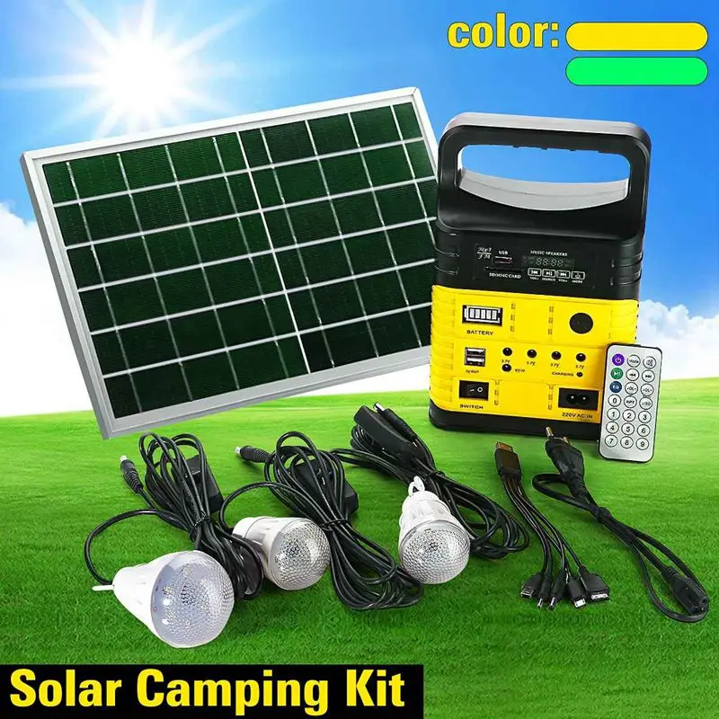10W Portable Solar Generator Outdoor Camping Power Mini DC Solar Panel Charging LED Lighting System Kit Remote Control Radio FM
10W Portable Solar Generator Outdoor Camping Power Mini DC Solar Panel Charging LED Lighting System Kit Remote Control Radio FM