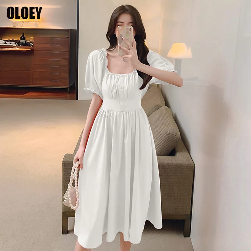 Korean Sweet Square Collar Dress Women 2021 New Summer Elegant Puff Sleeve Office Party Dress France One Piece Casual Midi Dress
Korean Sweet Square Collar Dress Women 2021 New Summer Elegant Puff Sleeve Office Party Dress France One Piece Casual Midi Dress
