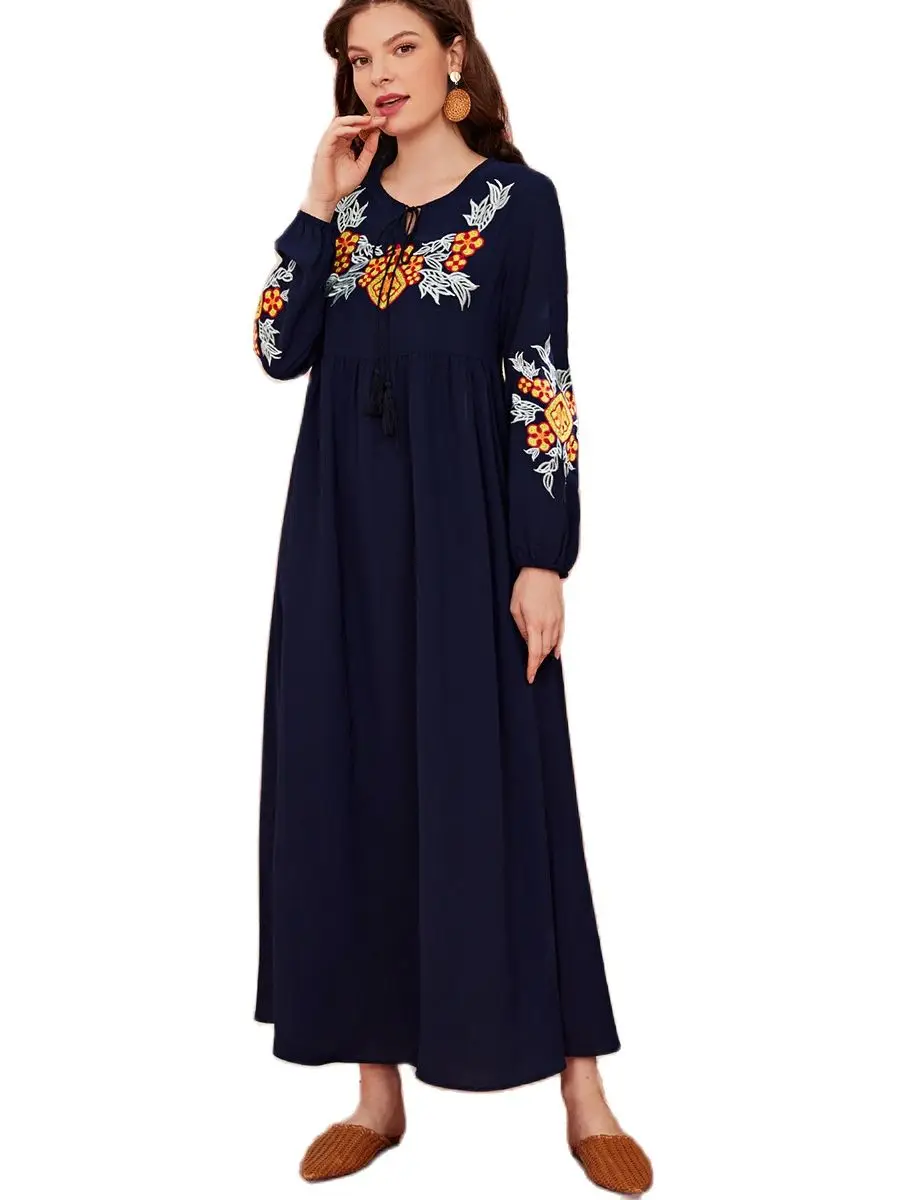 A2118 Fashion Stripe Heavy Industry Embroidery Dress Women's Temperament Long Sleeve Casual Dress Long Skirt
A2118 Fashion Stripe Heavy Industry Embroidery Dress Women's Temperament Long Sleeve Casual Dress Long Skirt