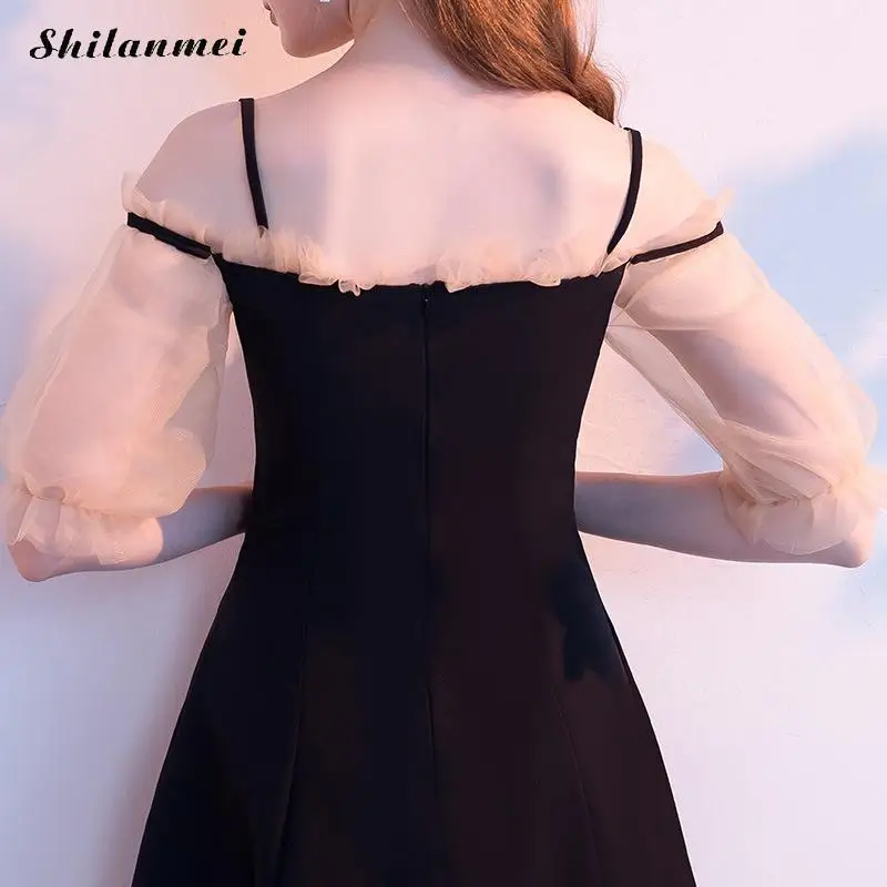 Sweet Slash Neck Dress Women Solid Black White Mesh Patchwork Elegant Evening Party Dress Puff Sleeve A-Line Princess Dresses
Sweet Slash Neck Dress Women Solid Black White Mesh Patchwork Elegant Evening Party Dress Puff Sleeve A-Line Princess Dresses