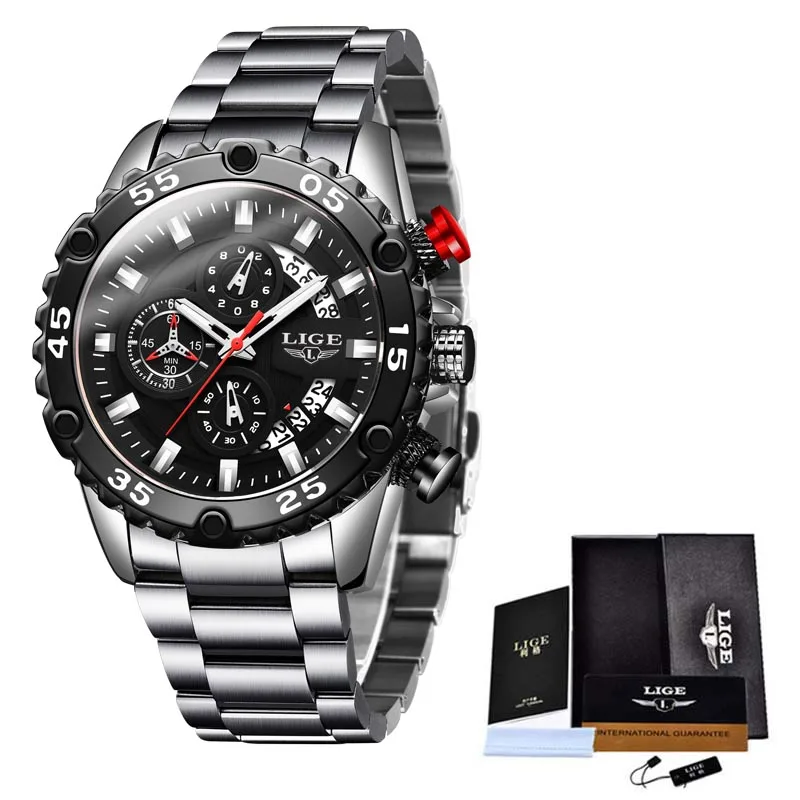 LIGE 2021New Quartz Wrist Watch Silver Black Mens Watches Top Brand Luxury Stainless Steel Watch Men Military Sport Chronograph
LIGE 2021New Quartz Wrist Watch Silver Black Mens Watches Top Brand Luxury Stainless Steel Watch Men Military Sport Chronograph