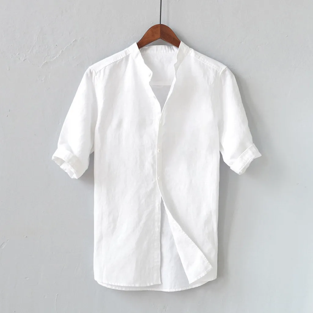 Summer Men's Shirt Solid Color Button Cotton Linen Casual Vintage Mens Blouse Half Sleeve Vintage Daily Man Tops Chemise Homme
Summer Men's Shirt Solid Color Button Cotton Linen Casual Vintage Mens Blouse Half Sleeve Vintage Daily Man Tops Chemise Homme