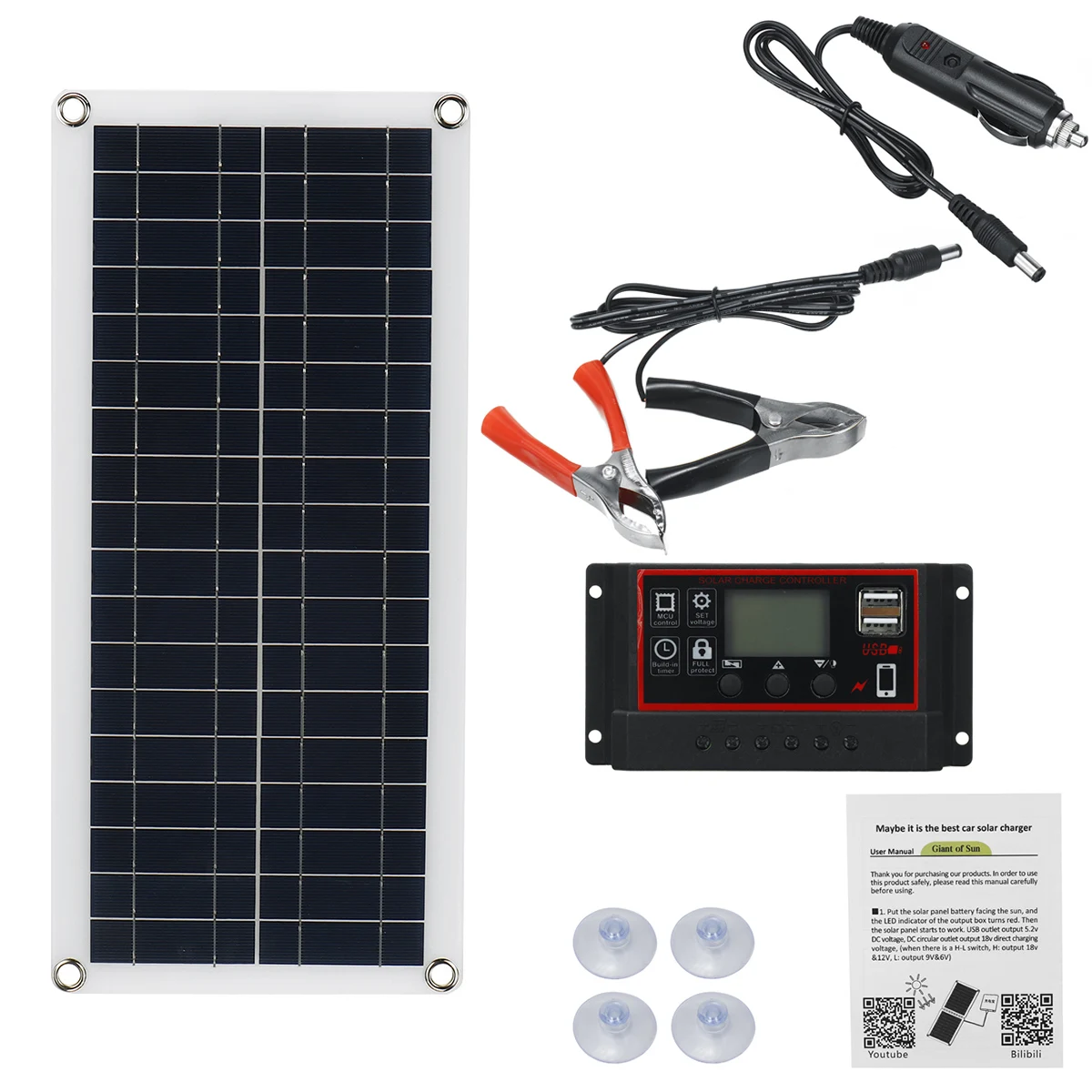 1000W Solar Panel 12V Cell 10A-100A Controller for Phone RV Car MP3 PAD Charger Outdoor Battery Supply | Электроника