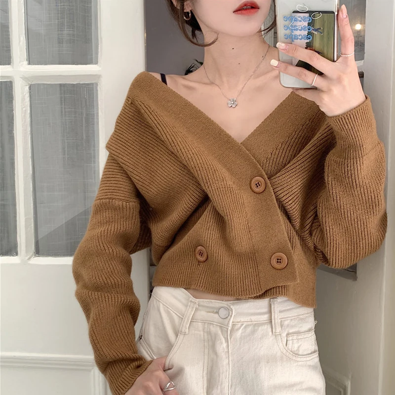 Пуловер, женские свитера, свободный свитер с V-образным вырезом, вязаные пуловеры на пуговицах, свитер, женская одежда
Пуловер, женские свитера, свободный свитер с V-образным вырезом, вязаные пуловеры на пуговицах, свитер, женская одежда