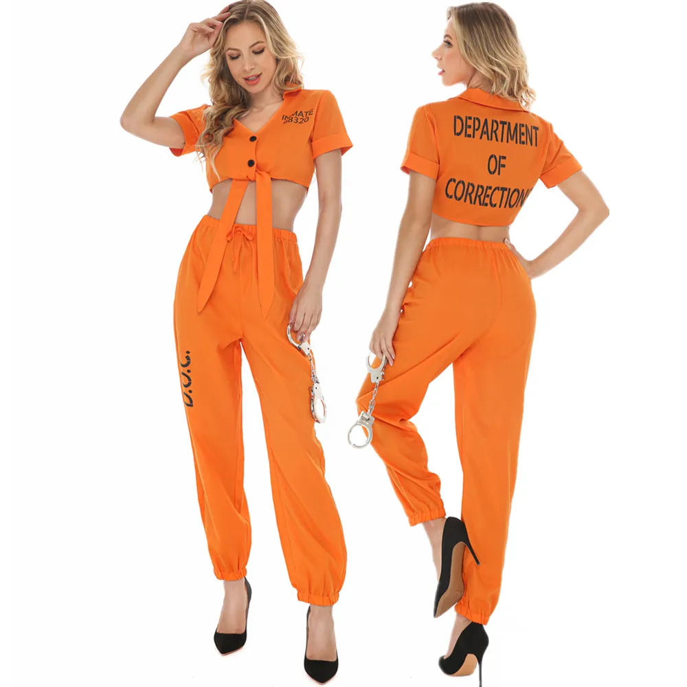 Adult Women's Orange Prisoner Costume Prison Outfits Top Pants Handcuffs Suit Uniform Cosplay Clothes For Party Halloween
Adult Women's Orange Prisoner Costume Prison Outfits Top Pants Handcuffs Suit Uniform Cosplay Clothes For Party Halloween