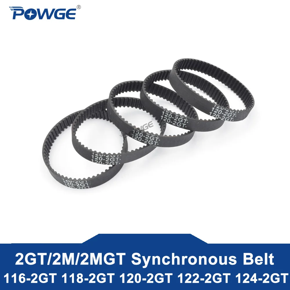 

POWGE GT3 2MGT 2M 2GT Synchronous Timing Belt Pitch Length 116/118/120/122/124 Width 6mm/9mm Teeth 58 59 60 61 62 in Closed-loop