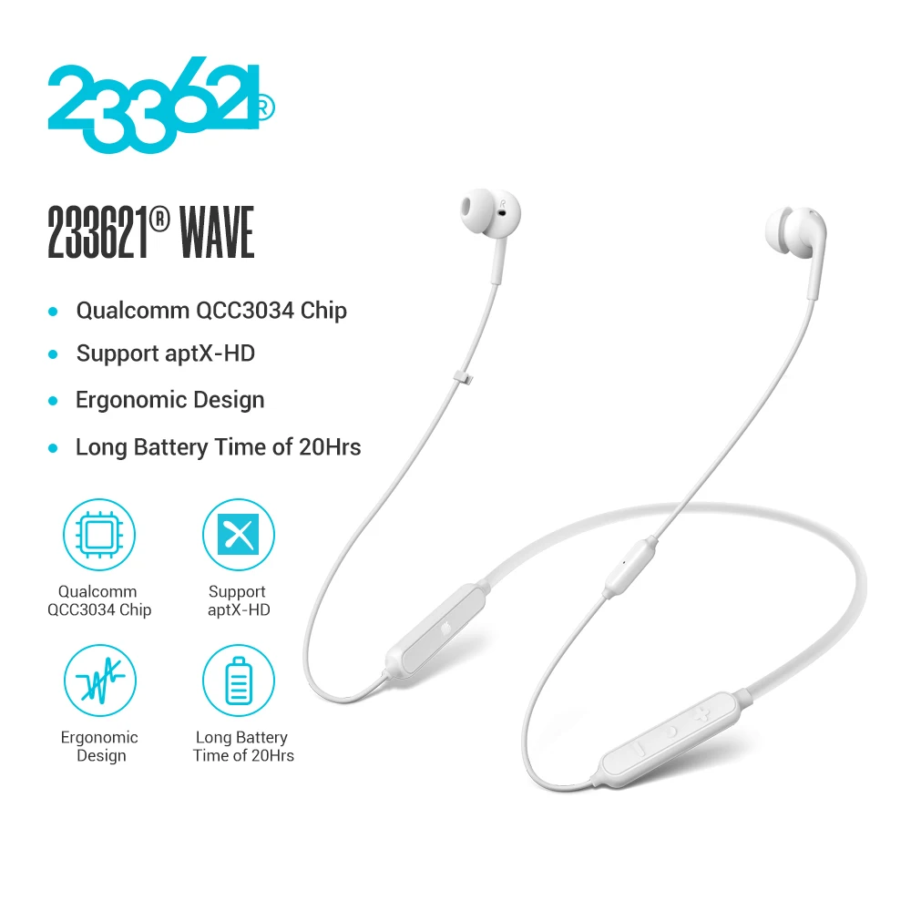 233621 Wave Bluetooth 5.0 Wireless Neckband Headphones Call Noise Reduction Earphones with IPX5 Waterproof Level
233621 Wave Bluetooth 5.0 Wireless Neckband Headphones Call Noise Reduction Earphones with IPX5 Waterproof Level
