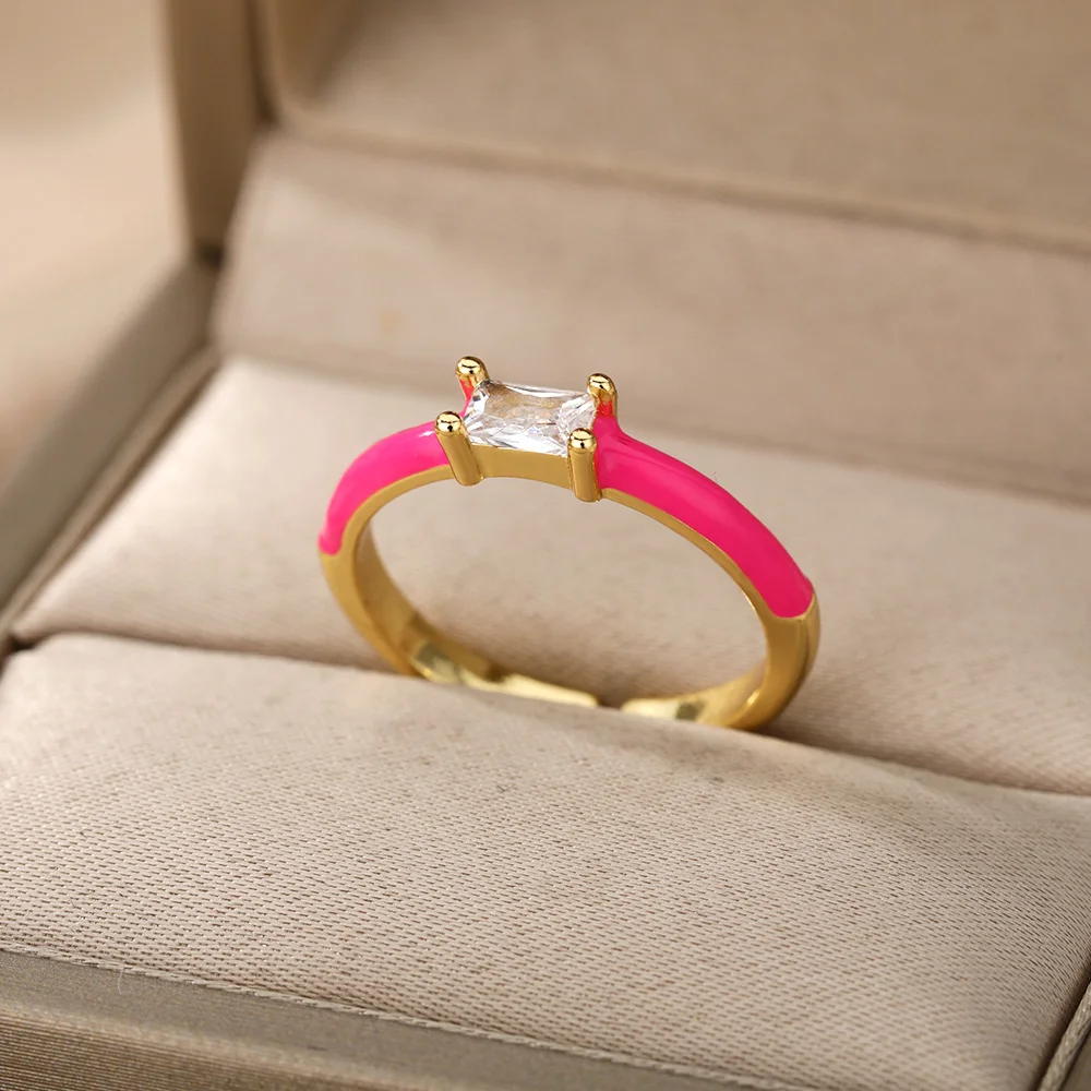 Zircon Crystal Wedding Rings For Women Colorful Enamel Ring Adjustable Open Cuff Party Engagement Rings Vintage Jewelry Gift
Zircon Crystal Wedding Rings For Women Colorful Enamel Ring Adjustable Open Cuff Party Engagement Rings Vintage Jewelry Gift