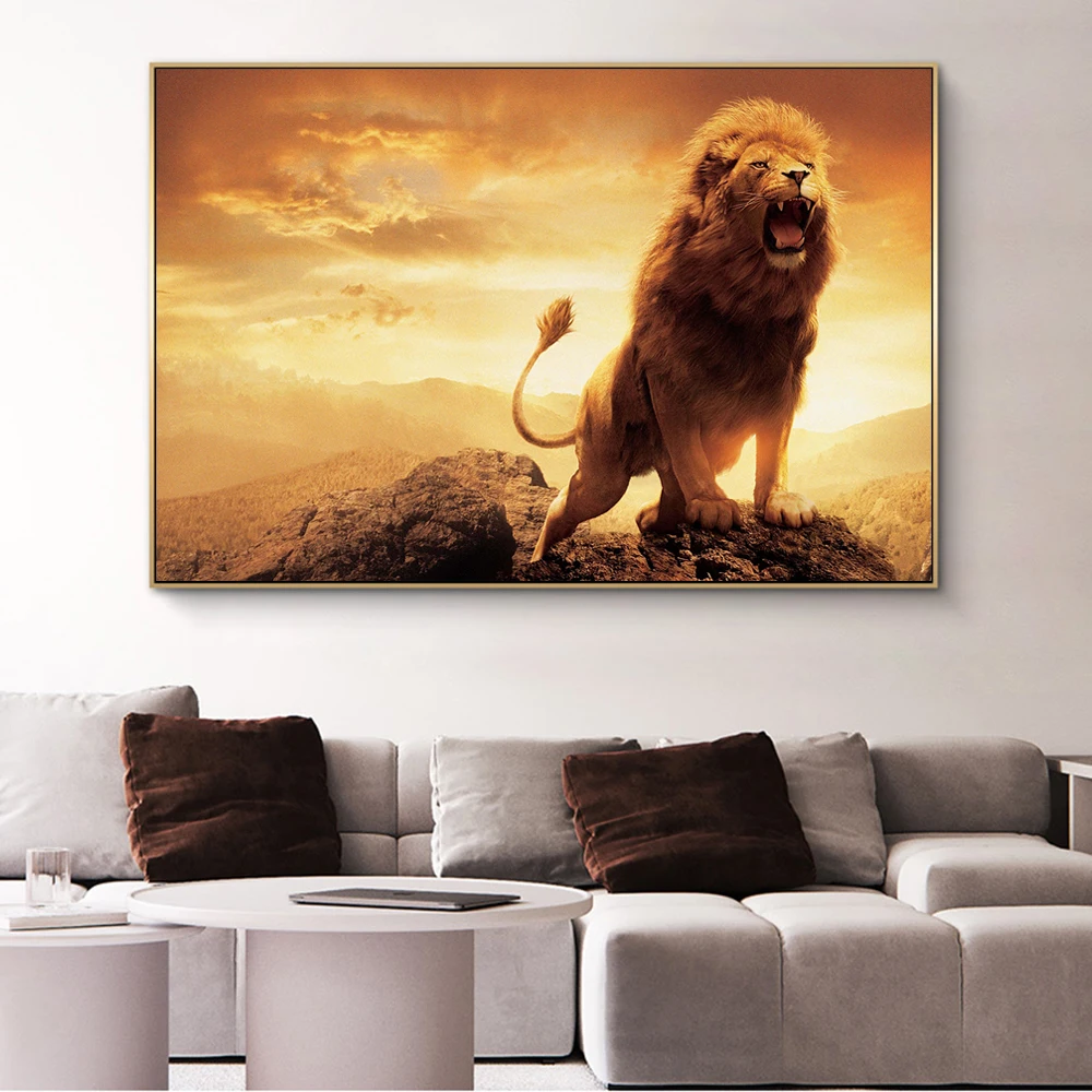 

African Wild Lion Wall Art Canvas Posters And Prints Roaring Lion Canvas Paintings on the Wall Decor Animals Art Pictures Cuadro