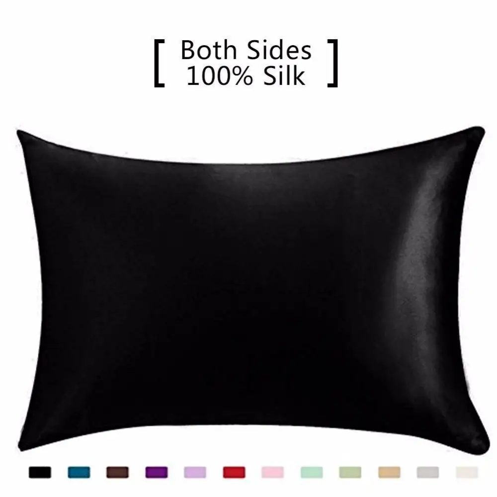 

J 100% Mulberry Silk Pillowcase Pure,19 Momme Both Side Real Silk Pillowcases Hidden Zippered Slip Silk Pillowcase H
