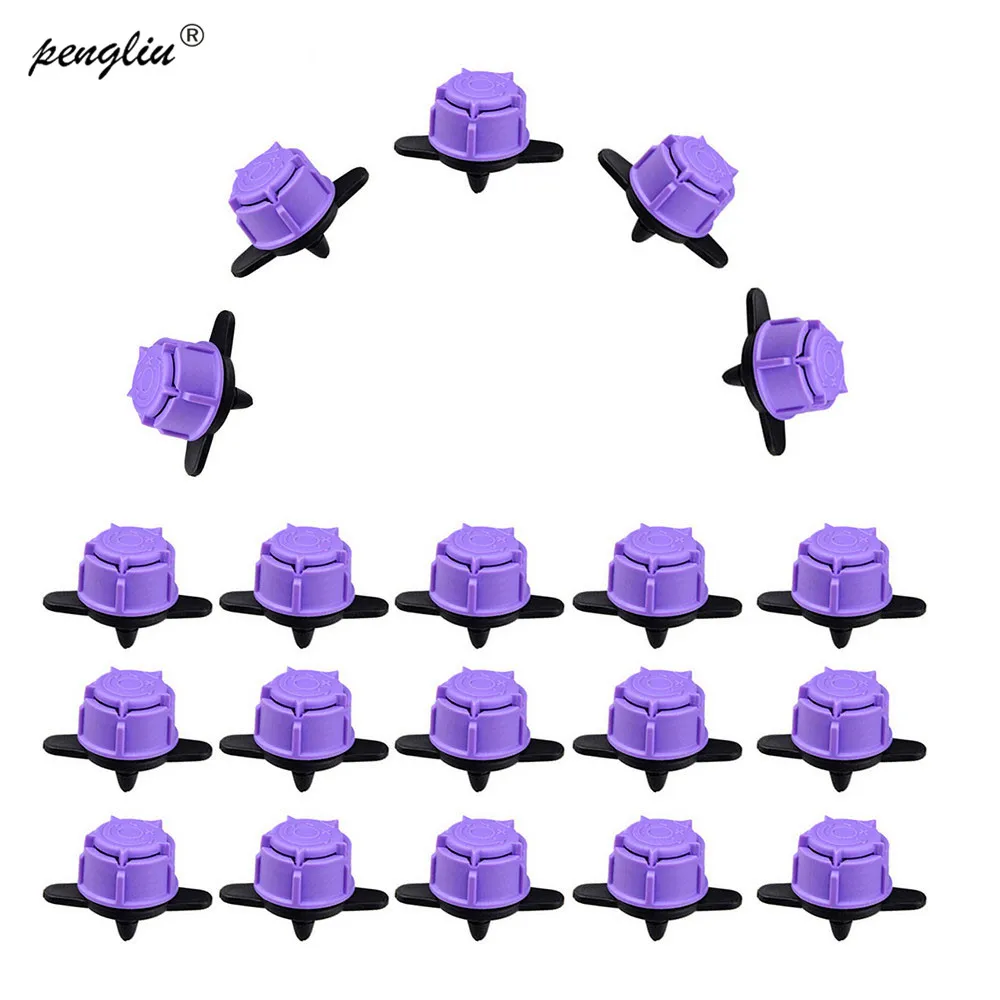 20pcs-pack Капельное орошение Регулируемая капельница 1-120L/ч 1/4 дюймов колючей разъем