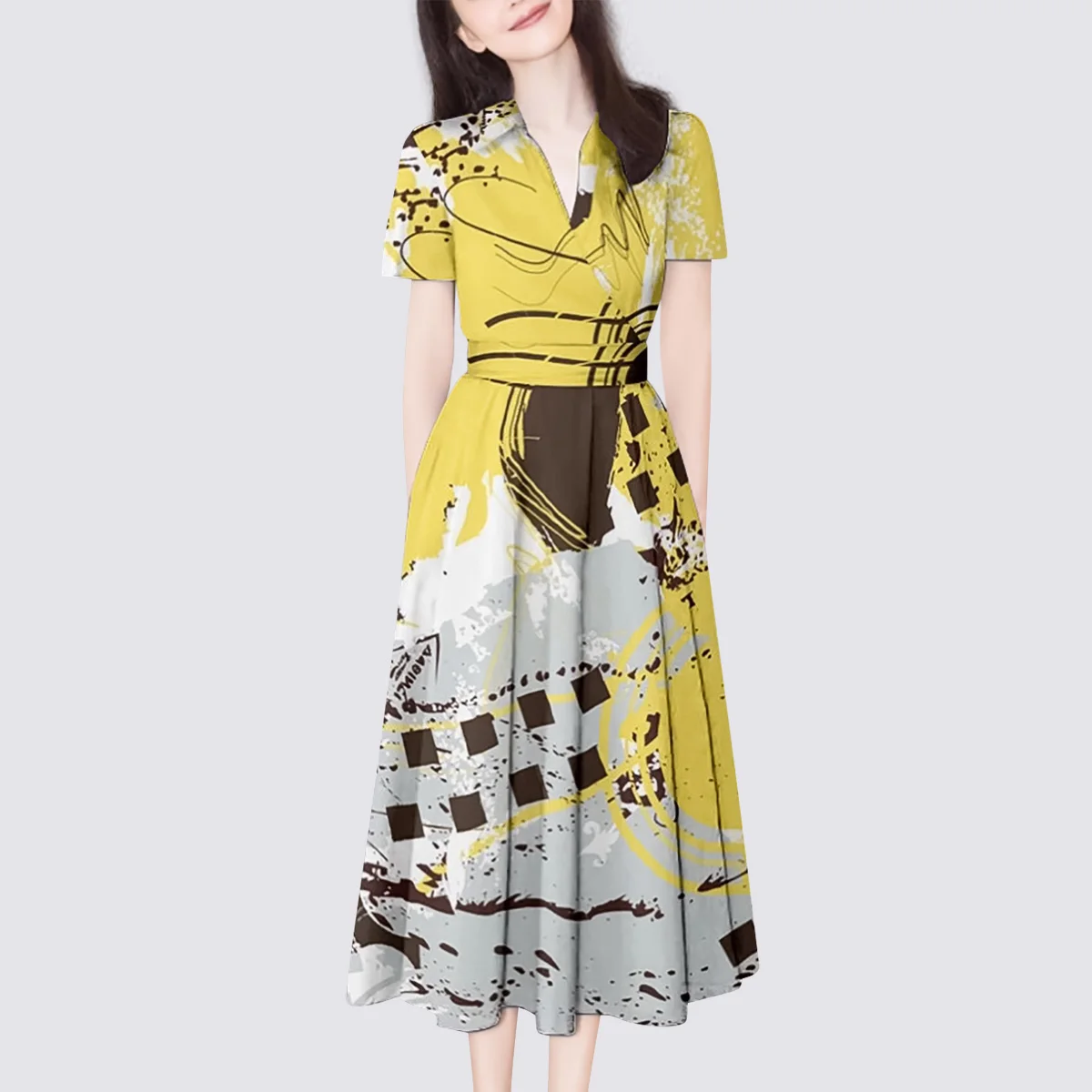 High waist skinny tummy dress 2021 summer new medium-length section Slim fashion print A-line skirt
High waist skinny tummy dress 2021 summer new medium-length section Slim fashion print A-line skirt