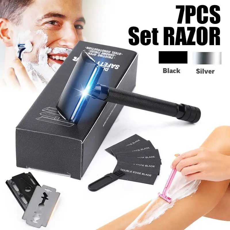 Adjustable Safety Razor Double Edge Classic Men's Shaving Removal Shaver Facial Brush with 5 Replaceable Blades
Adjustable Safety Razor Double Edge Classic Men's Shaving Removal Shaver Facial Brush with 5 Replaceable Blades
