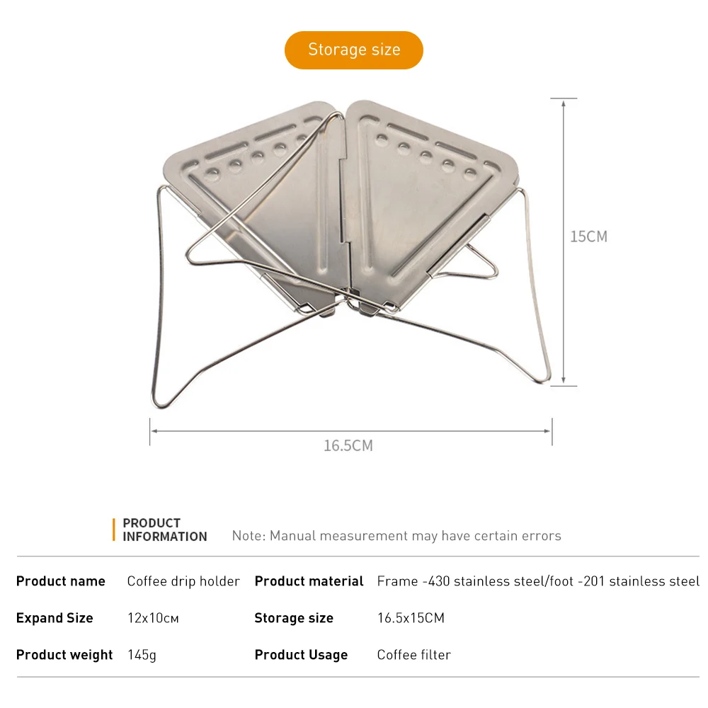 1 PC Stainless Steel Coffee Filter Outdoor Camping Folding Portable Coffee Drip Rack Foldable Coffee Dripper
1 PC Stainless Steel Coffee Filter Outdoor Camping Folding Portable Coffee Drip Rack Foldable Coffee Dripper