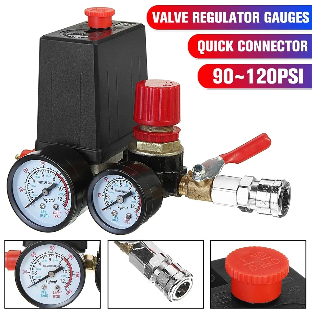 240V Air Compressor Pressure Valve Switch With Quick Connector 90-120 PSI For Air Compressor Moisture Separator Pressure
240V Air Compressor Pressure Valve Switch With Quick Connector 90-120 PSI For Air Compressor Moisture Separator Pressure