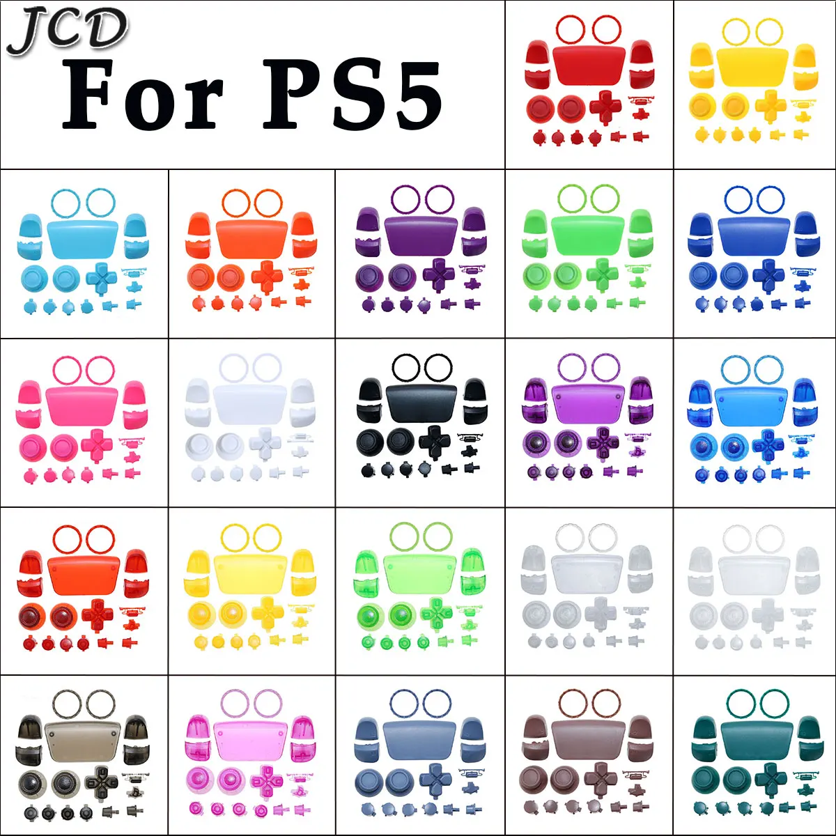JCD 18Colors high quanlity L1 R1 L2 R2 Trigger Buttons Thumbstick cap for Playstation5 PS5 controller replacement accessories
JCD 18Colors high quanlity L1 R1 L2 R2 Trigger Buttons Thumbstick cap for Playstation5 PS5 controller replacement accessories