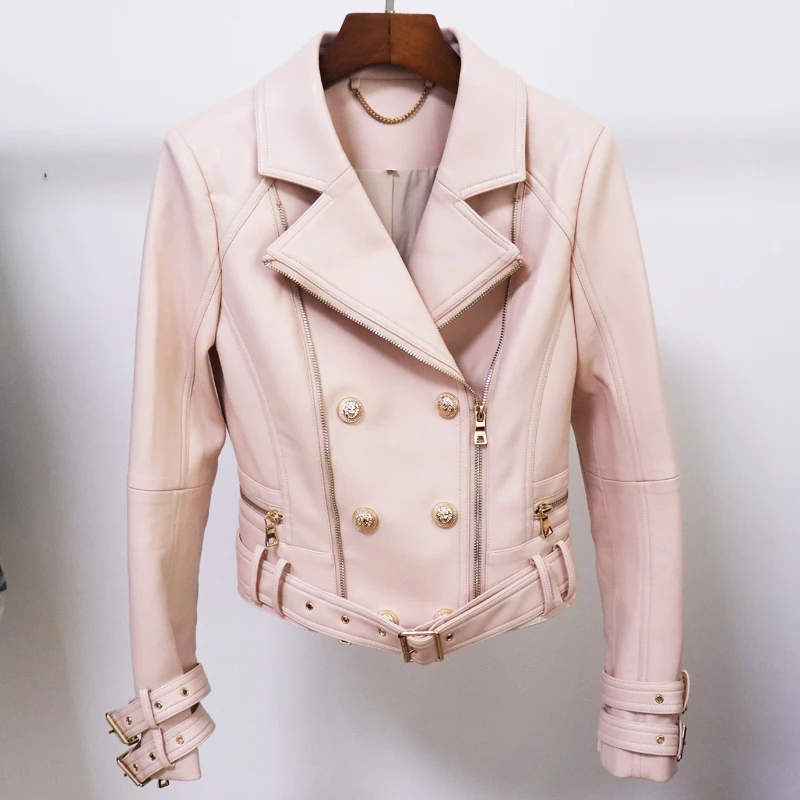 HIGH STREET 2021 New Designer Jacket Women's Lion Buttons Double Zippers Motorcycle Biker Synthetic Leather Jacket
HIGH STREET 2021 New Designer Jacket Women's Lion Buttons Double Zippers Motorcycle Biker Synthetic Leather Jacket