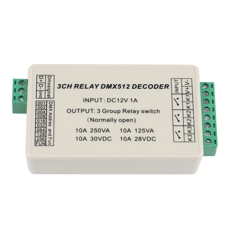

WS-DMX-RELAY-3CH DMX512 Decoder Relays LED Controller For Led Strip Light LED Lamp DC12V 10Ax3 Channel