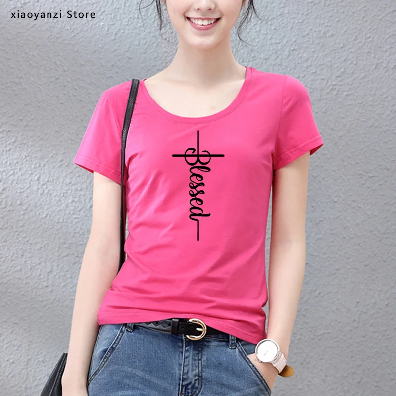 Blessed Cross Print Women Tshirts Cotton Casual Funny t Shirt For Lady Young Girl Top Tee Hipster 5 Color tees-901
Blessed Cross Print Women Tshirts Cotton Casual Funny t Shirt For Lady Young Girl Top Tee Hipster 5 Color tees-901
