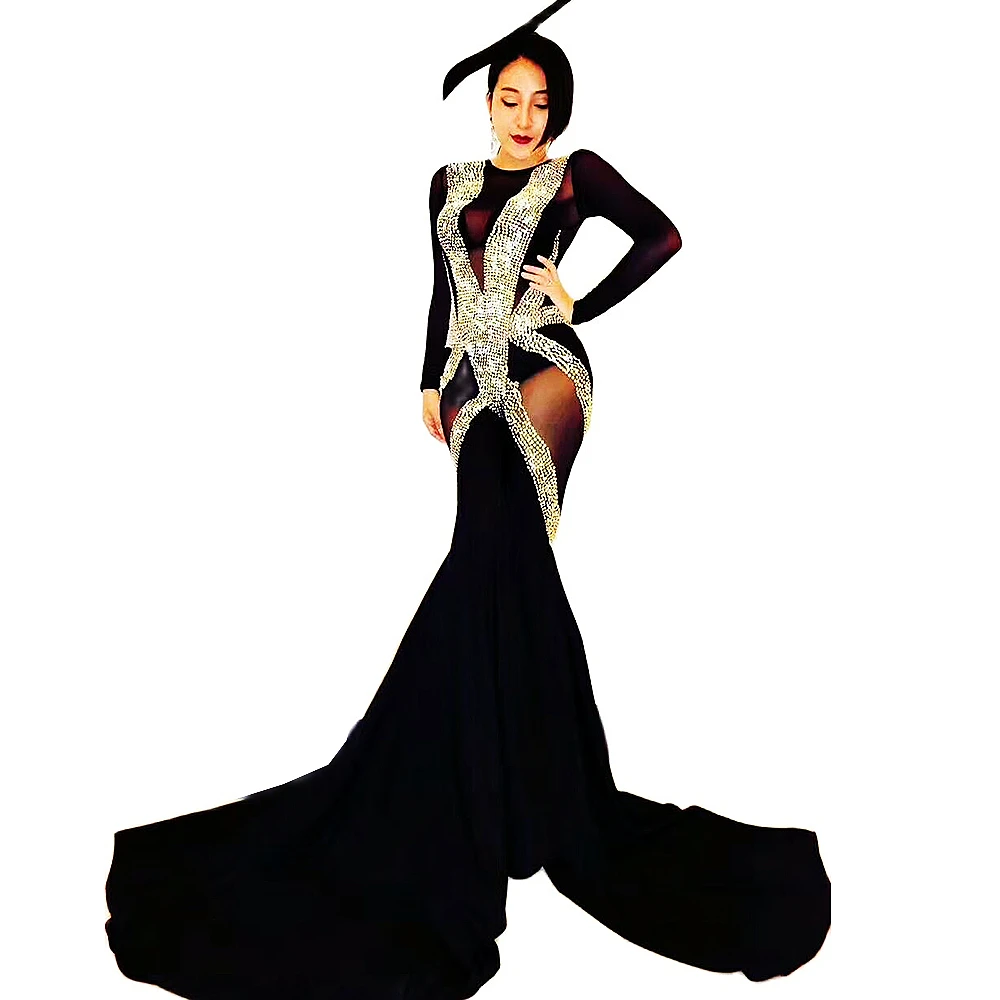 Women Long Sleeve Black Mesh Transparent Mermaid Dress Nightclub DJ Singer Stage Wear Hostess Evening Prom Formal Costumes
Women Long Sleeve Black Mesh Transparent Mermaid Dress Nightclub DJ Singer Stage Wear Hostess Evening Prom Formal Costumes