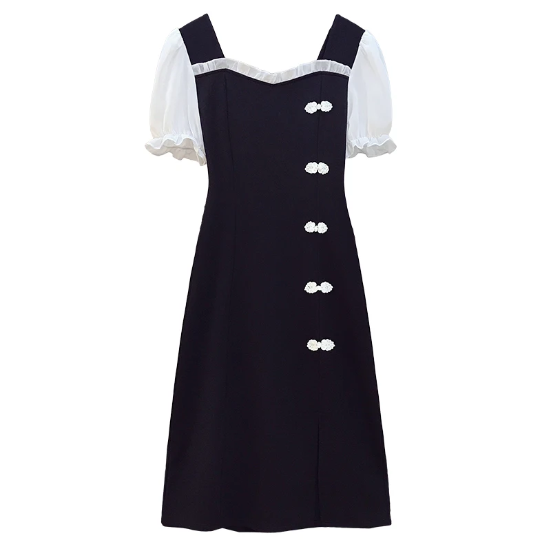 L-4XL Plus size Black Dress For Women New 2021 Summer Vintage Chinese Style Short Sleeves A Line Dresses Female Clothing
L-4XL Plus size Black Dress For Women New 2021 Summer Vintage Chinese Style Short Sleeves A Line Dresses Female Clothing