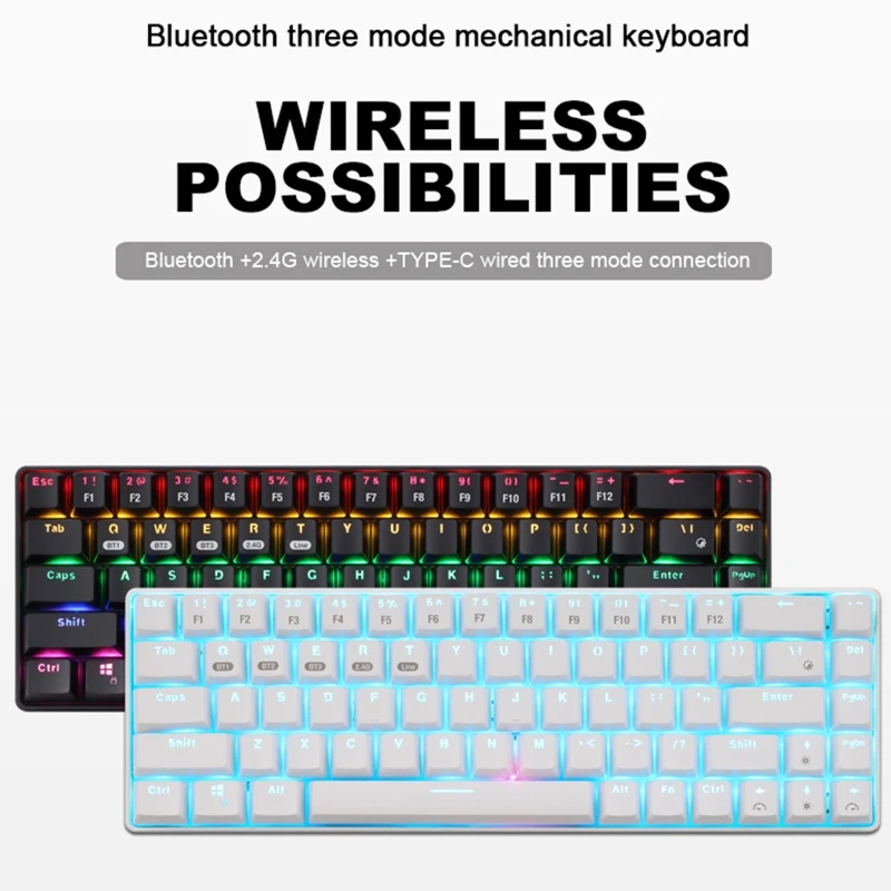 68 ключи Bluetooth 5,0/2,4G/проводной Три режима подключения Тип-C светодиодный механическая клавиатура с подсветкой для настольных ПК, ноутбуков, мо...
68 ключи Bluetooth 5,0/2,4G/проводной Три режима подключения Тип-C светодиодный механическая клавиатура с подсветкой для настольных ПК, ноутбуков, мо...
