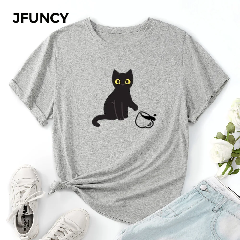 JFUNCY Plus Size Women T-shirt Summer Cotton Tshirt Female Tees Top Naughty Cat Print Lady Clothes Casual Woman Graphic T Shirts
JFUNCY Plus Size Women T-shirt Summer Cotton Tshirt Female Tees Top Naughty Cat Print Lady Clothes Casual Woman Graphic T Shirts
