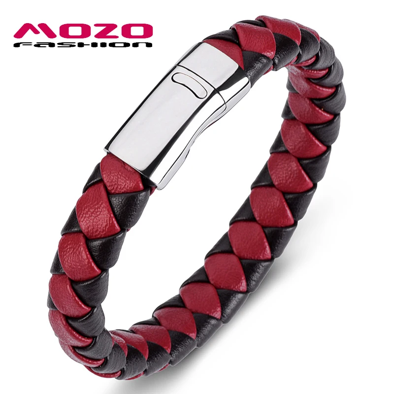 Fashion Men Bracelet Woven Leather Handmade Stainless Steel Magnetic Clasps Bangle Vintage Jewelry Red
Fashion Men Bracelet Woven Leather Handmade Stainless Steel Magnetic Clasps Bangle Vintage Jewelry Red