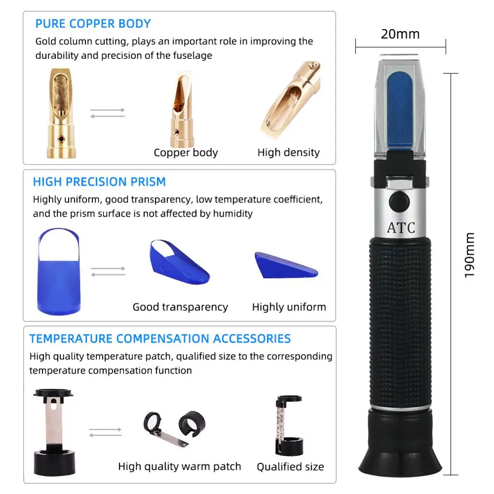 Спиртометр yieryi рефрактометр 0 80% в/в|refractometer 0-80|alcohol refractometeralcohol refractometer 0-80 |