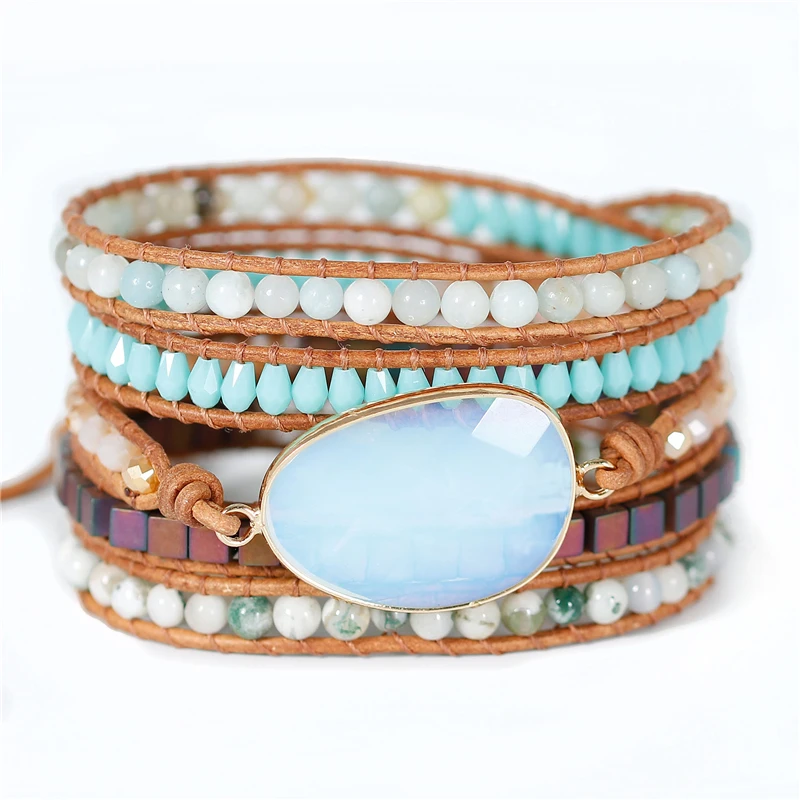 YueTong Opal Natural Stone Beaded Leather Wrap Bracelet Gemstones Beads Bracelet Yoga 5 Wraps Bracelet Jewelry Dropshipping
YueTong Opal Natural Stone Beaded Leather Wrap Bracelet Gemstones Beads Bracelet Yoga 5 Wraps Bracelet Jewelry Dropshipping