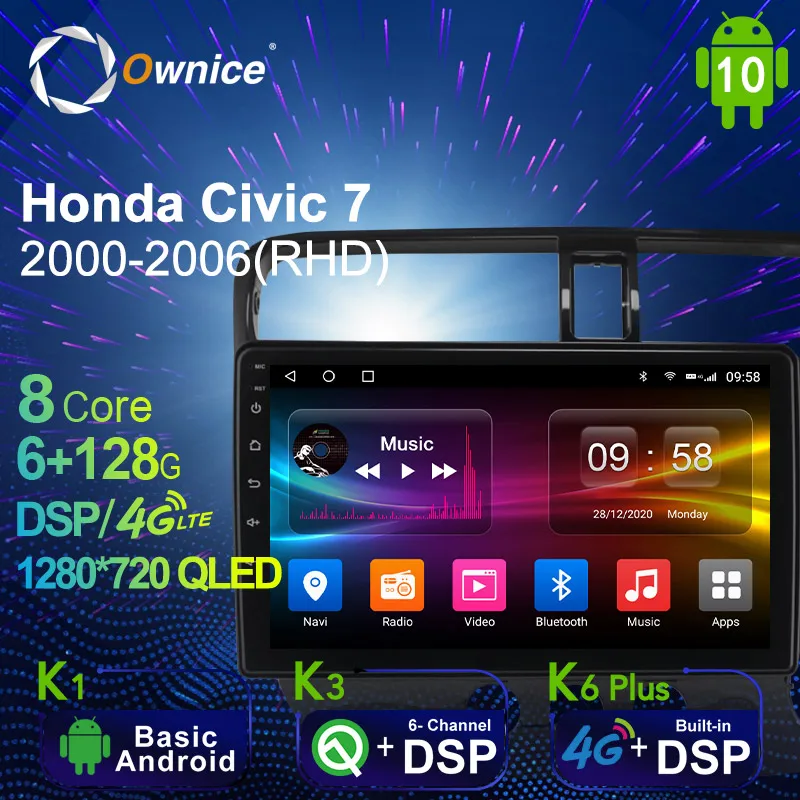 Ownice Android 10.0 6G+128G Car Radio Stereo for Honda Civic 7 2000 - 2006 Auto Audio GPS 4G LTE System head unit 1280*720
Ownice Android 10.0 6G+128G Car Radio Stereo for Honda Civic 7 2000 - 2006 Auto Audio GPS 4G LTE System head unit 1280*720