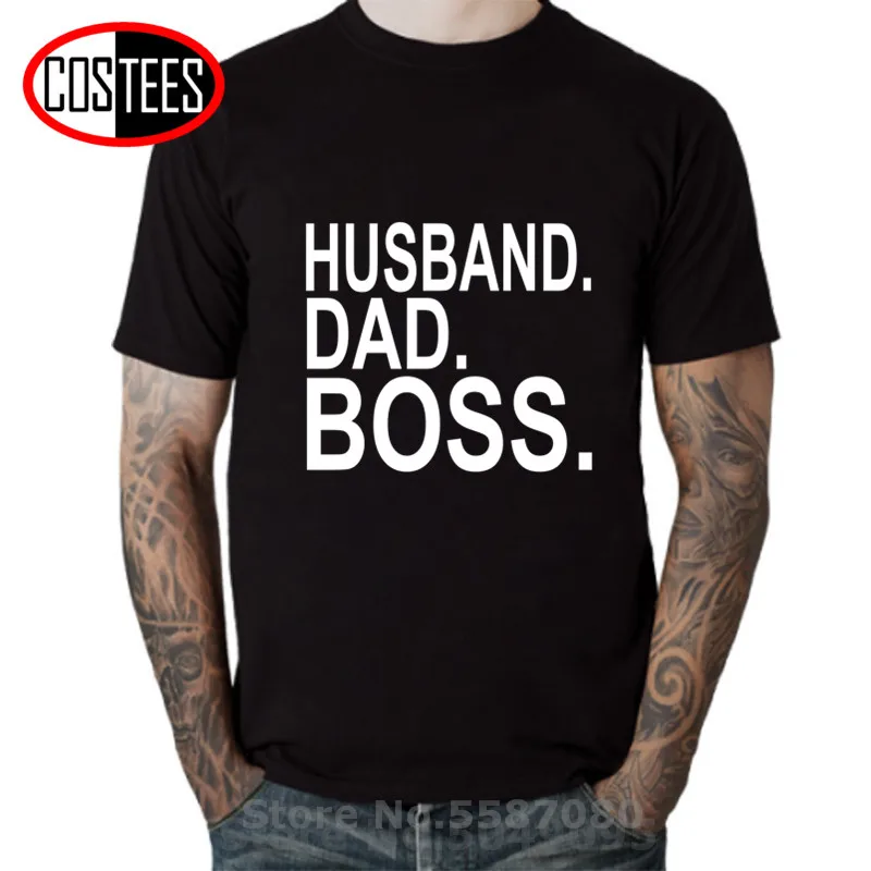 Фото Мужская футболка с надписью муж папа босс хлопковая Повседневная летняя
