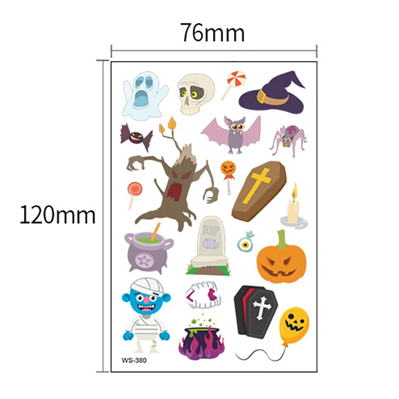 5 Sheets Happy Halloween Cartoon Ghost Pumpkin Tattoo Sticker Body Art Temporary Tattoos Waterproof Temporal Tattoos for Kids 
5 Sheets Happy Halloween Cartoon Ghost Pumpkin Tattoo Sticker Body Art Temporary Tattoos Waterproof Temporal Tattoos for Kids