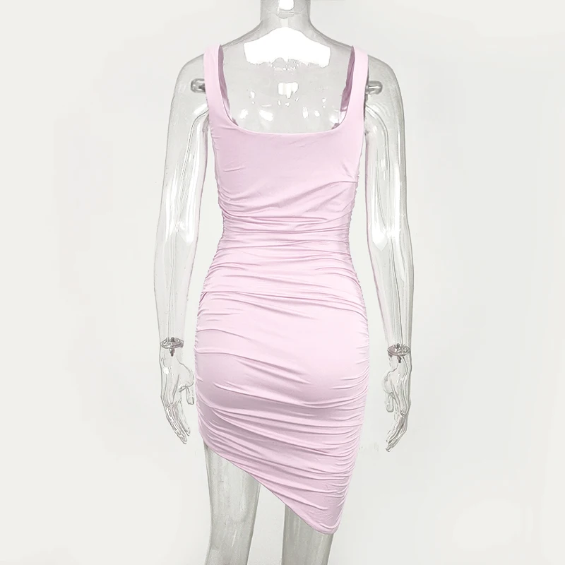 Pink Padded Spaghetti Strap Sexy Dress 2 Layers Summer Party Dress Women V Neck Elegant Dress Ruched Sleeveless Bodycon Dresses 
Pink Padded Spaghetti Strap Sexy Dress 2 Layers Summer Party Dress Women V Neck Elegant Dress Ruched Sleeveless Bodycon Dresses