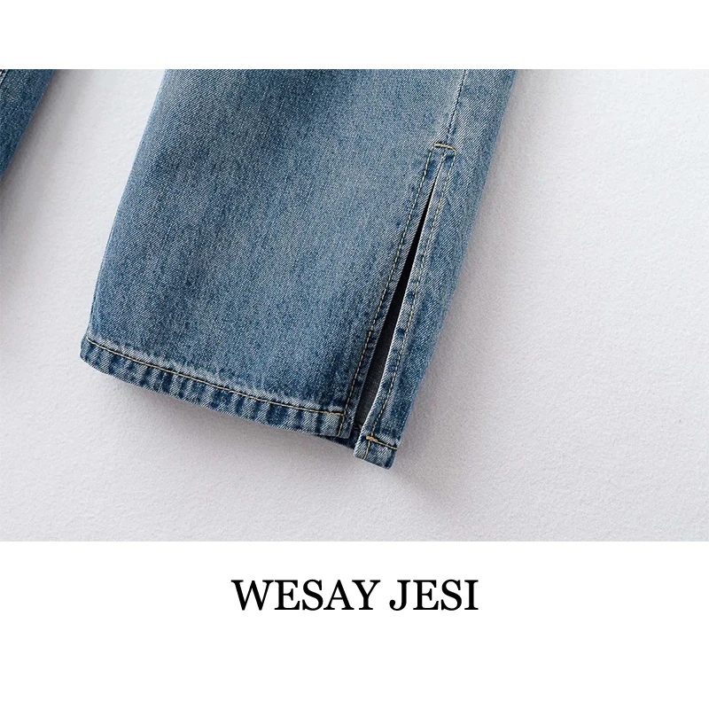 

WESAY JESI Fashion Summer Women's Pants Washed Thin Denim Long Jean Women Chic Trousers Denim Pantalones Ripped Hole Streetwear