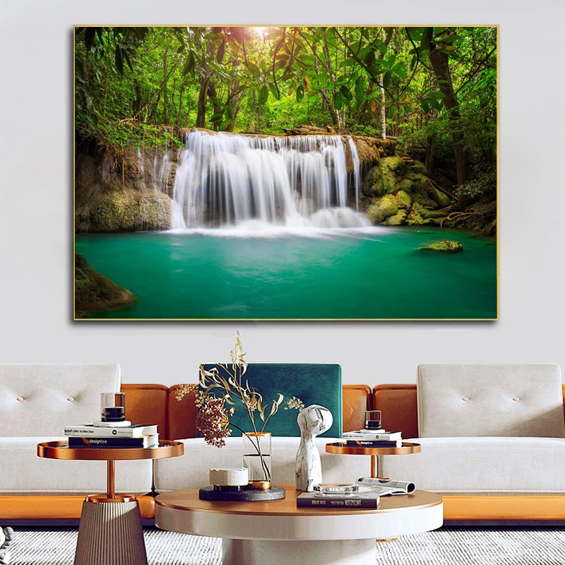 Landscape Natural Waterfall Posters Canvas Paintings Wall Art Forest Green Tree Lake Scenery Picture for Living Room Home Decor
Landscape Natural Waterfall Posters Canvas Paintings Wall Art Forest Green Tree Lake Scenery Picture for Living Room Home Decor