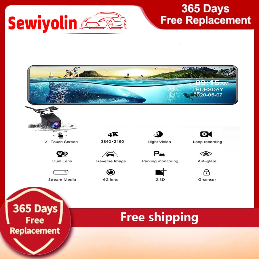 Car Electronic Accessories Mirror Recorders Video Recorder Dash Cam 4k Black Box 12‘' WIFI GPS Rear Camera DVR Night Vision Adas
Car Electronic Accessories Mirror Recorders Video Recorder Dash Cam 4k Black Box 12‘' WIFI GPS Rear Camera DVR Night Vision Adas