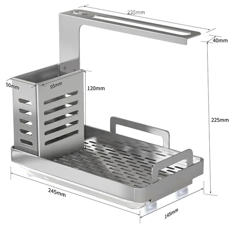Kitchen Sink Caddy Organizer Stainless Steel Sponge Soap Brush Holder With Drain Pan Premium Kitchen Drying Rack Accessories
Kitchen Sink Caddy Organizer Stainless Steel Sponge Soap Brush Holder With Drain Pan Premium Kitchen Drying Rack Accessories