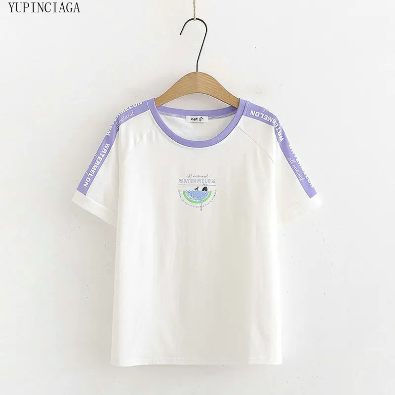 Summer New T shirt Cotton Loose O-neck T-shirts Girls Patchwork Short Sleeve Femme Casual Basic Tops Tees 
Summer New T shirt Cotton Loose O-neck T-shirts Girls Patchwork Short Sleeve Femme Casual Basic Tops Tees
