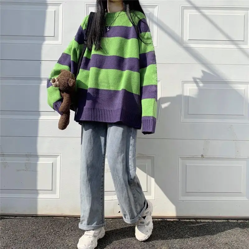 Sweaters Women Loose Striped Casual Chic Korean Style Fashion Student Knitting Female Pullovers All-match Streetwear Daily Soft
Sweaters Women Loose Striped Casual Chic Korean Style Fashion Student Knitting Female Pullovers All-match Streetwear Daily Soft